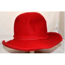 Vintage Lancaster Red Wool Mujers Wide Brim Hat w/ Twisted Rope HatBand Sz M USA  eb-86873399